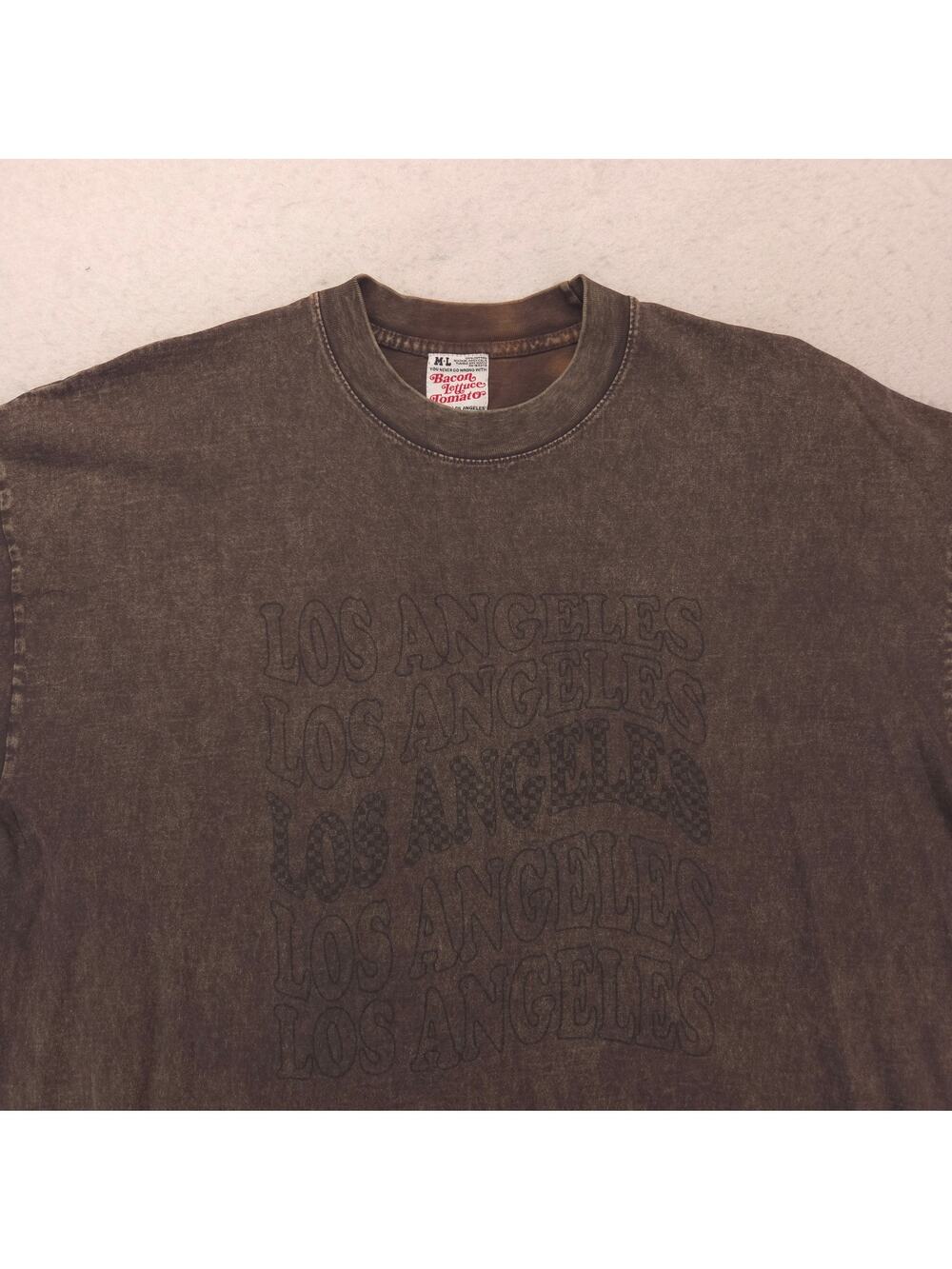 ML Los Angeles Crew Neck Short Sleeve Graphic T Shirt Mens Size L Brown